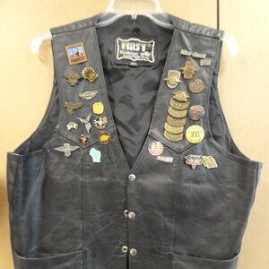 First Genuine Leather Vest W/Pins  Size: 44